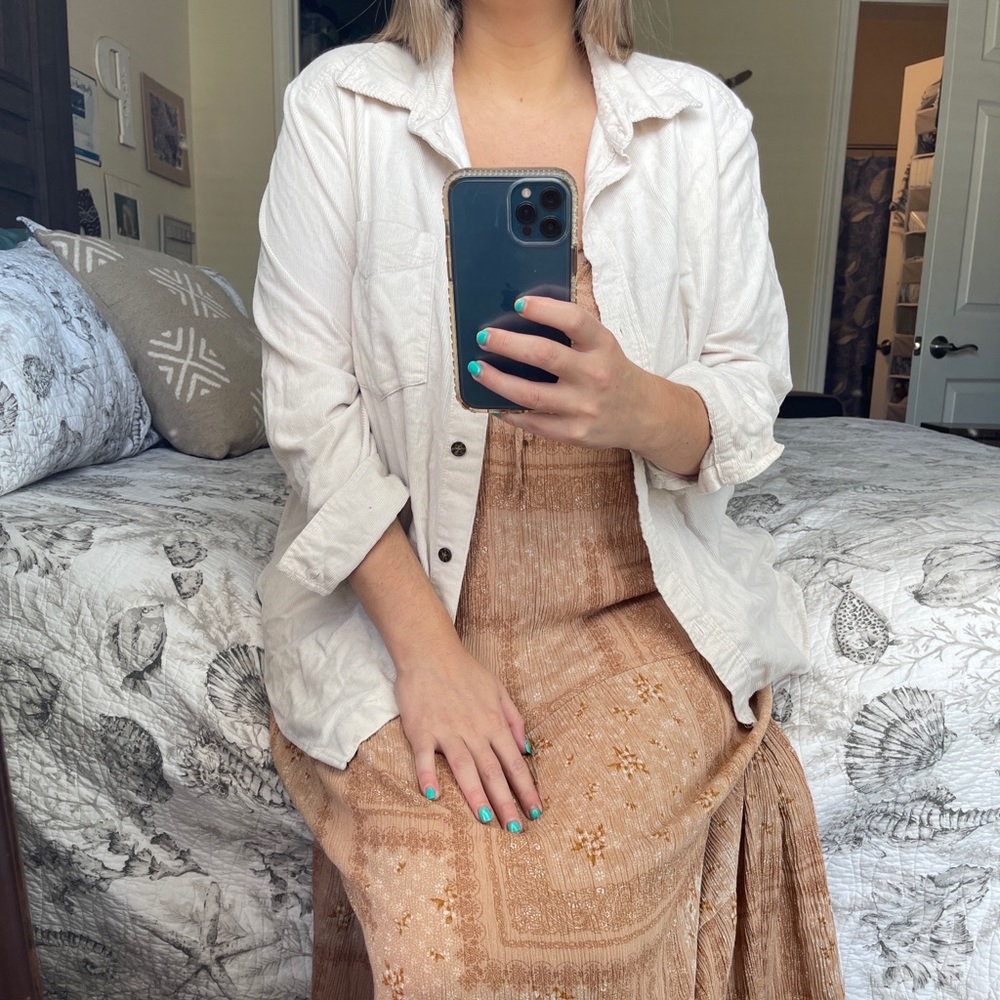 Cream corduroy button up shirt